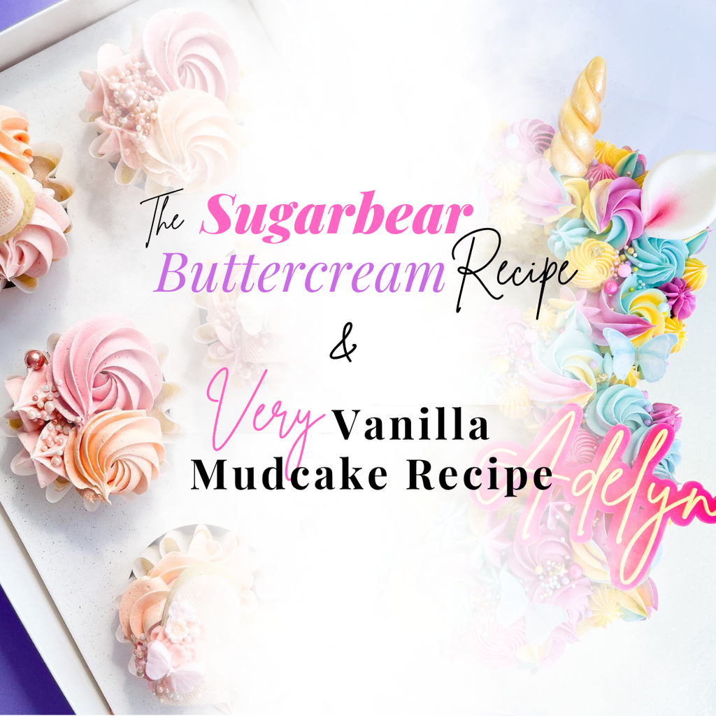 sugarbear buttercream and vanilla mudcake recipe bundle perfect for home bakers and cake makers
